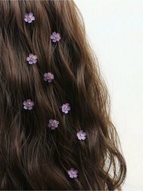 Mini Purple Floral Hair Clips - Boho Festival Fairy Accessories